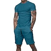 Uni Clau Mens Short Sets 2 Piece Outfits Fashion Summer Tracksuits Casual Shirt and Shorts Set
