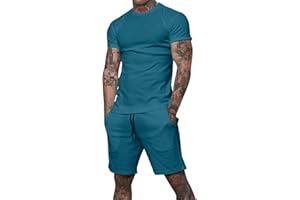 Uni Clau Mens Short Sets 2 Piece Outfits Fashion Summer Tracksuits Casual Shirt and Shorts Set