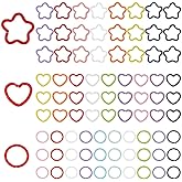 PH PandaHall 240pcs Colored Jump Rings 3 Shapes Iron Open Jump Rings Round Circle Star Heart O Ring Connectors Jewelry DIY Findings for Keychain Choker Earring Necklaces Bracelets Making,12/14/16.5mm