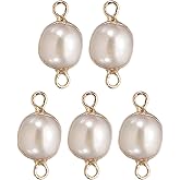 PATIKIL Natural Freshwater Pearl Charm, Culture Pearl Beads Links Connectors with Hole for Necklace DIY Ocean Pendants Jewelry Making