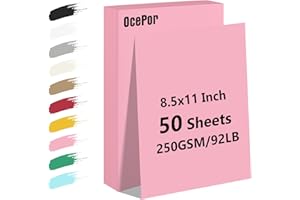 OCEPOR 50 Sheets Pinks Valentine's Day Cardstock Paper, Colored Printer Paper 8.5 x 11, Card Stock Thick Construction Paper for Craft,Scrapbook，Office Printing, Invitations, Certificates，92 lb/250gsm