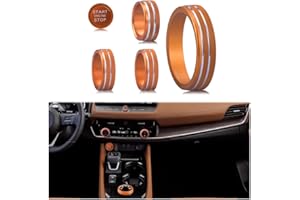 HDUFC for Nissan Rogue 2025 2024 2023 2022 2021 Air Conditioning, Volume Adjustment and 4WD Knob Cover, One-Touch Start Button Cover/Ring Accessories (Orange, 12.3-inch Screen)