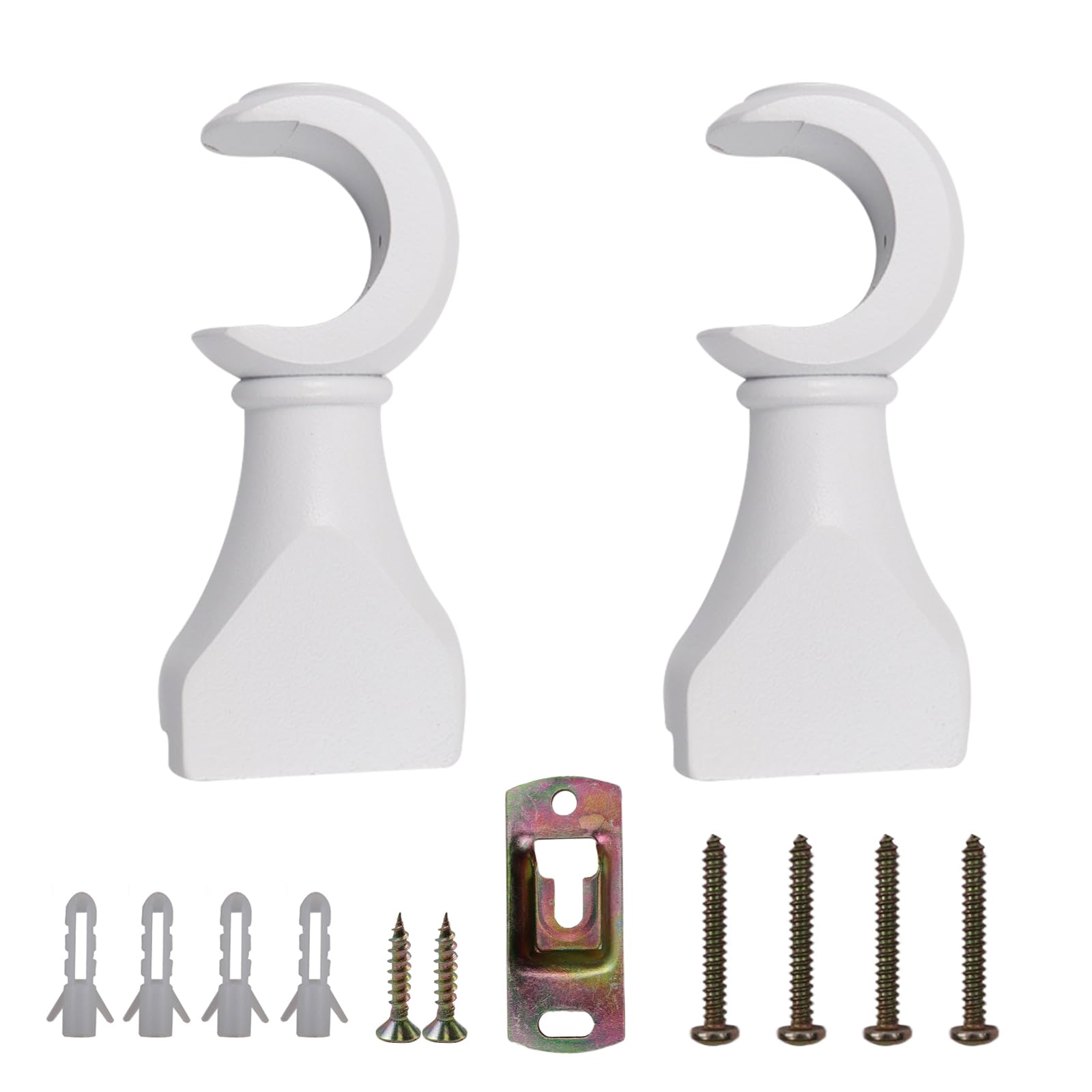 Photo 1 of Antrader Wood Curtain Rod Brackets,White Support Bracket,Window Curtain Hooks for Curtain Rod1-3/8in(35mm) Diameter,Pack of 2