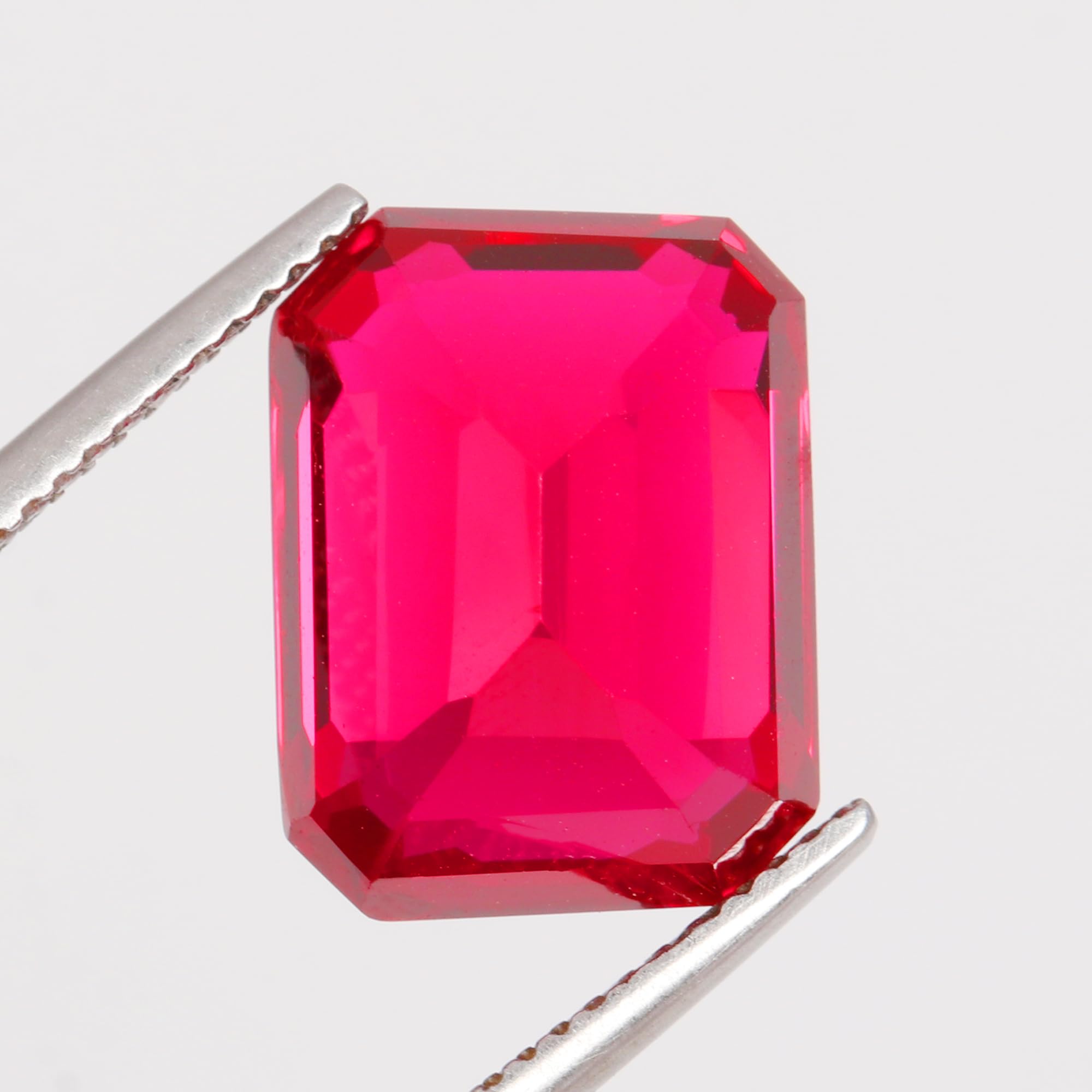 REAL-GEMS - Genuine! Emerald Cut Red Ruby 16. Carat Loose Gem Stone For Pendant Making