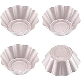 CHEFMADE Mini Pudding Pan Set, 3-Inch 4Pcs Non-Stick Egg Tart Mold Flower-shaped Pie Bread and Cake Pan Bakeware for Oven and Instant Pot Baking (Champagne Gold)