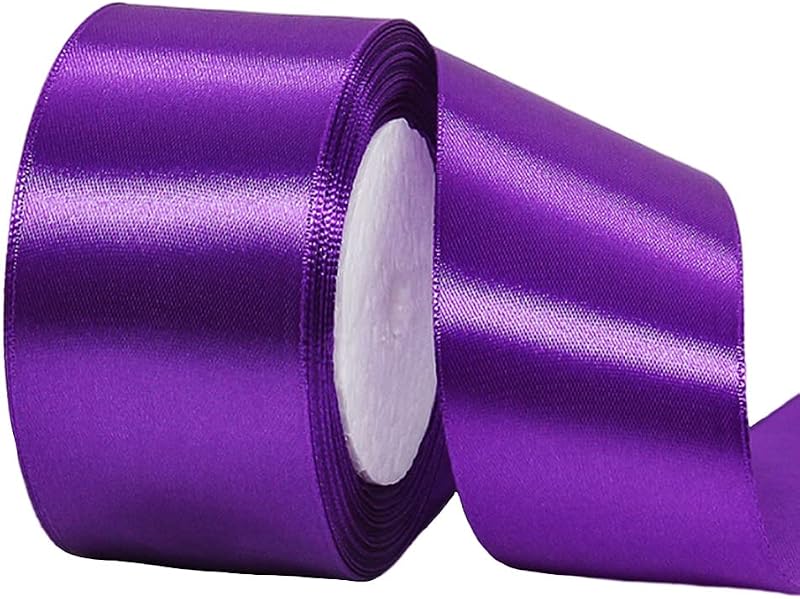 HONGCI 50mm Purple Satin Ribbon 22m Gift Wrapping Craft Bow Crafting