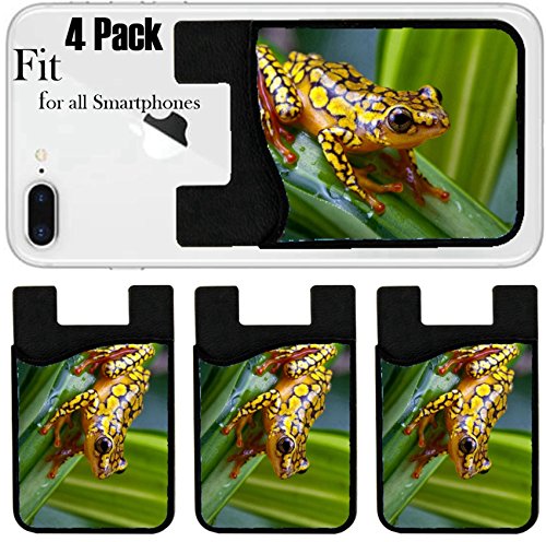 Liili Phone Card holder sleeve/wallet for iPhone Samsung Android and all smartphones with removable microfiber screen cleaner Silicone card Caddy(4 Pack) IMAGE ID: 5363635 Harlequin Poison Dart Frog