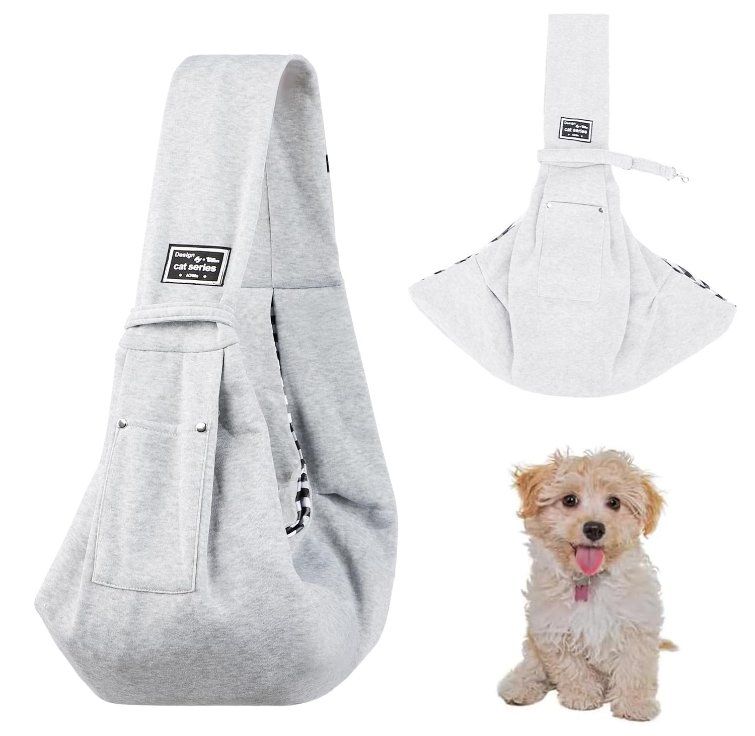Pet Sling Carriers for Small Dog Puppy Sling Shoulder Bag Cat Dog Carrier Hand-Free Dog Walking Carry Small Bag with Pocket Pet Cross Body Bag for Travel Outdoor
