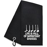 Hafhue Life is Full of Important Choices Embroidered Golf Towel, Golf Accessories for Men Women, Golf Gift for Men Women, Retirement Gift for Dad Grandpa Golf Lover Golf Fan