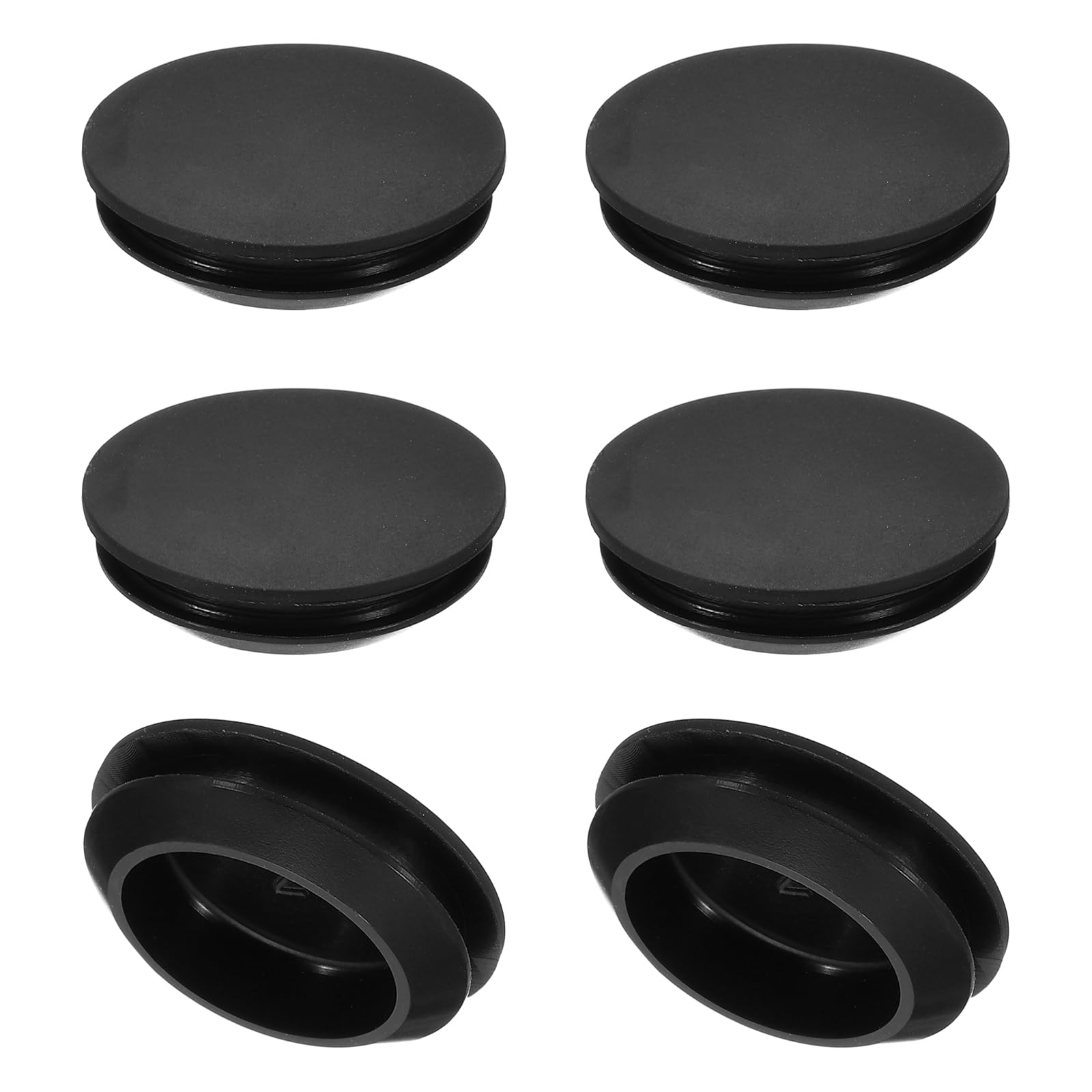 PATIKIL 25mm Diameter Silicone Round Snap, 6 Pcs in Type Locking Furniture Hole Plug Button Protective Cover Cap Head Fit for 25-27mm Hole for Seal Bulkhead Cylinder Hole, Black