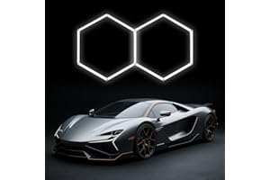 Hexagon Garage Light: Higher Brightness Lumens LED Honeycomb Ceiling Light, 2 Grids Systems 6500K,1.7x1.0m Grid Lighting for 