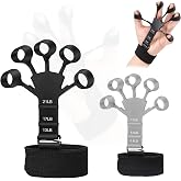 Kairsya Finger Stretcher &amp; Hand Strengthener - 2Pcs Adjustable Finger Resistance Bands for Guitarists, Climbers, Typists, Gamers, Forearm &amp; Hand Strength Training Wrist Exerciser (Black+Grey)