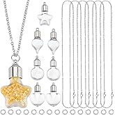 SUNNYCLUE 36Pcs Vial Necklace Kit Glass Vial Necklaces Bulk Glass Bottle Necklace Empty Clear Vial Necklace Heart Star Glass Vials for Jewelry Making Kits Memorial Keepsake Perfume Hair Mud Supplies