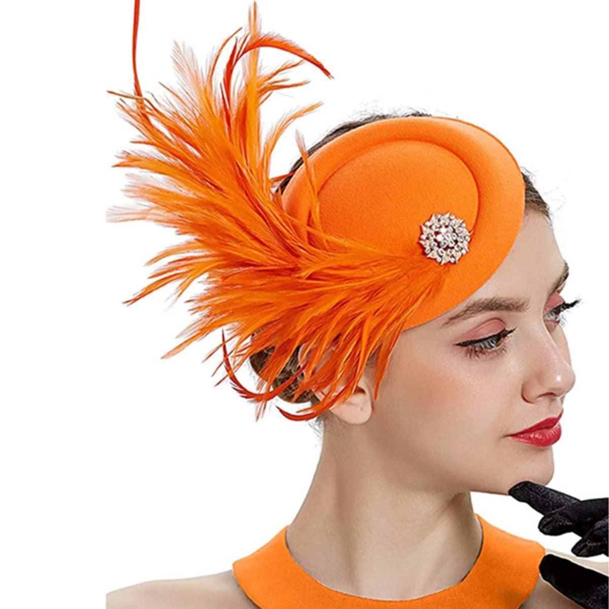 Photo 1 of ***DAMAGED ITEM***
Orange Fascinators Hat Feathers on a Headband and a Clip 20s 50s Pillbox Hat Fascinators Feather Hats Derby Headwear Tea Party Headwear Cocktail Wedding Fancy Dress for Girls and Women - Orange