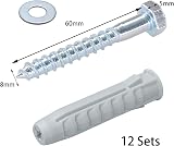 DDHOMIN 12 Pcs Masonry Screw Set M8 with Expansion Plugs Washers Heavy Duty view 2