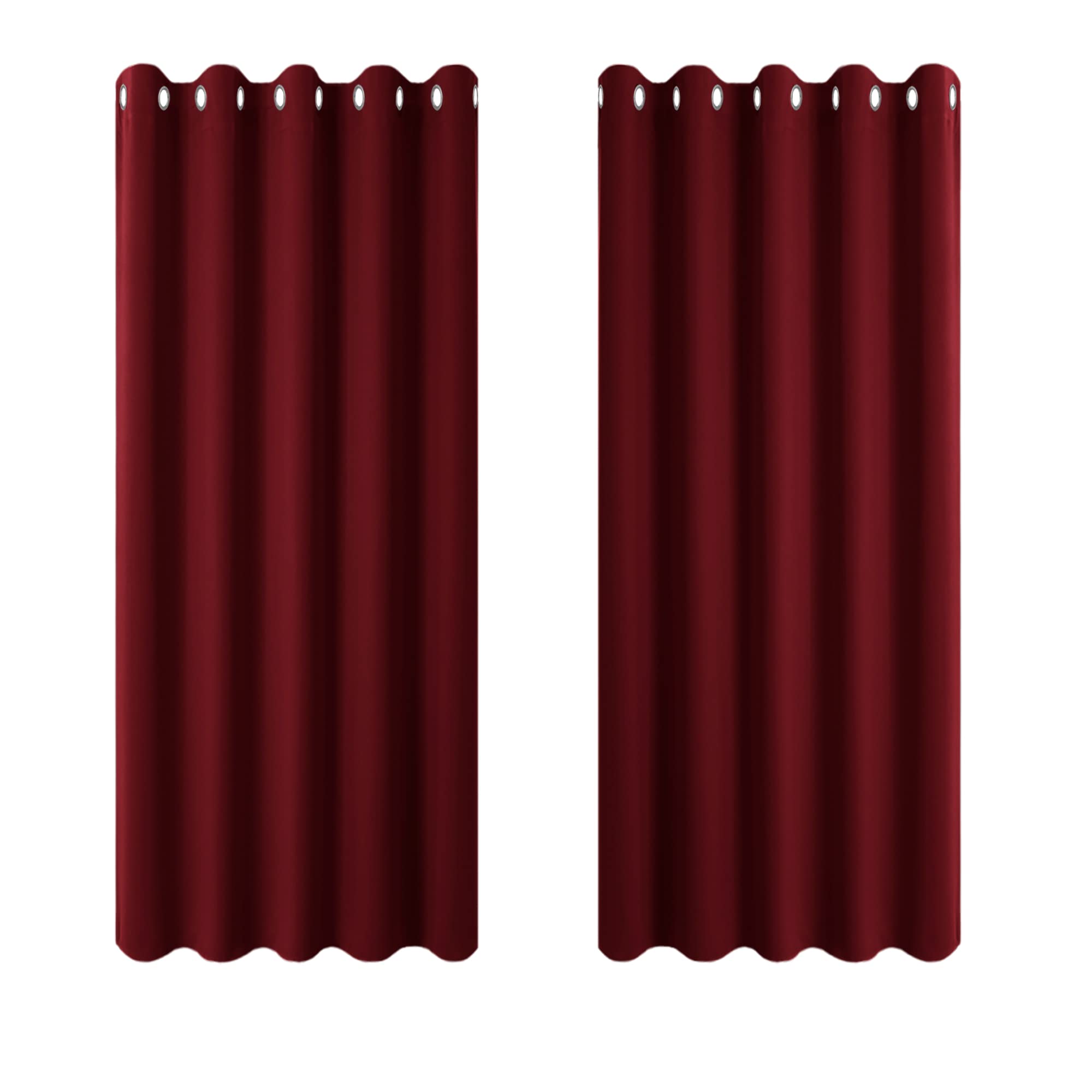 PONY DANCE Thermal Christmas Curtains - Home Decor Drape with Rings Top for Kitchen Eyelet Window Curtain Panels, Gift for Women, Set of 2, W 66 Inch x D 54 Inch, Red — image 1