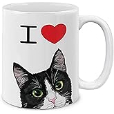 MUGBREW I Love Tuxedo Cat Ceramic Coffee Mug Tea Cup, 11 OZ