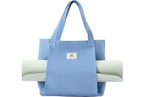 MYQ MOYAQI Moyaqi Canvas Tote Bag with Yoga Mat Carrier Pocket Carryall Shoulder Bag for Office, Workout, Pilates, Travel, Beach and Gym