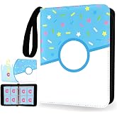 4 Pocket Card Binder 400 Card Holder Album, Blue Donut Trading Cards Holder Zipper Binder for Girl Teen Collection (Blue Donut, 400 Pocket)