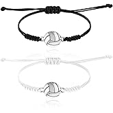Mabor 2Pcs Volleyball Bracelet Adjustable Bracelets with Volleyball Charm Ideal Volleyball Gifts Souvenir for Volleyball Players Unisex Friendship Cheer Bracelet for Fans Stocking Stuffer