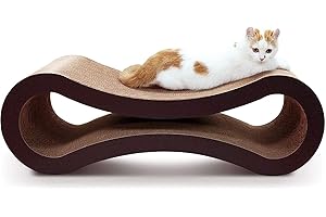 FluffyDream Cat Scratcher Cardboard, Scratching Pad House Bed Furniture Protector, Infinity Shape, Curved