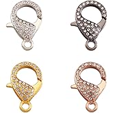 KISSITTY 10pcs Rhinestone Lobster Claw Clasps 31x22mm Random Mixed Color Alloy Metal Necklace Clasp for Jewelry Necklaces Bracelet Making