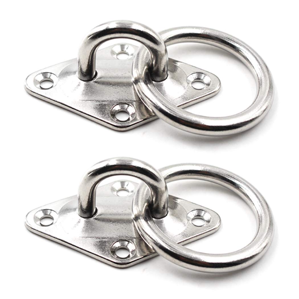 SeeRaphee 304 Stainless Steel Diamond Eye Pad Plate With Ring 5/16" 8mm Anchor Mount Great for Yoga Swings Hammocks/Boat Rigging/Marine Deck Hardware/Suspension Training Straps