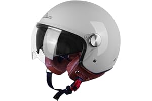 BEON Open Face Motorcycle Helmet for Adults, DOT Approved,3/4 Retro Vespa Helmet, Dual Visors Men's and Women's Motorbike Casco for Moped Cruiser Bobber and Chopper