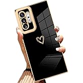 AIGOMARA Case Compatible with Samsung Galaxy Note 10 Plus Heart Design Plating Phone Cover Full Body Shockproof Protection Anti-Scratch Soft TPU Slim Wireless Charging Case for Women - Black
