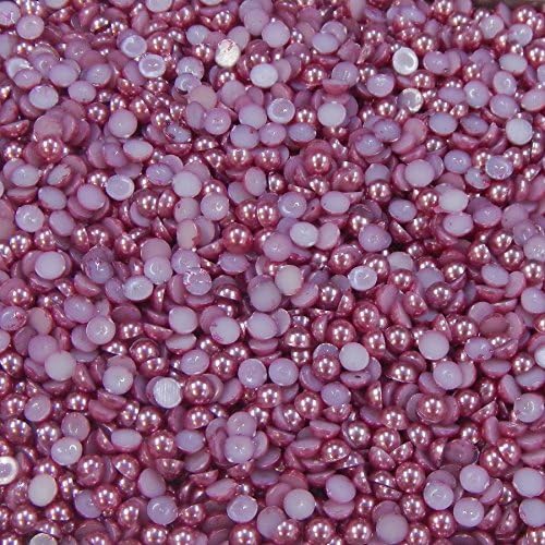 Blinggasm 1000 Half Pearl Beads Flat Back, Craft Scrapbooking Choose Your Color and Size (3mm, Velvet Rose)