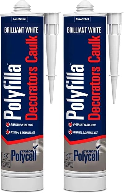 2 x Polyfilla Decorators Caulk White 380ml Trade Cartridge Polycell