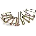 10 Pieces Wire Lock Pin, 1/4 Inch Trailer Coupling Pin Hitch Pin, Heavy Duty Safety Coupler Pin Shaft Locking Pin for Garden Lawn Farm Trailer Trucks (Square, Gold)