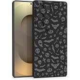 HixYaxi for Samsung Galaxy S25 Ultra Halloween Cool Case Black Matte Pumpkin Skull Pattern Design Phone Case for Kids Boys Girls Soft Bumper Shockproof Protective Mobile Cover for Galaxy S25 Ultra