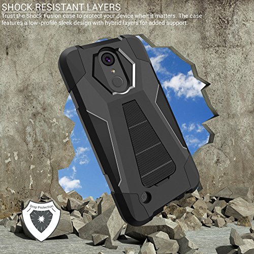 MINITURTLE Case Compatible w/ LG K20 V Black Case| LG K10 (2017)| LG K20 Plus Hybrid Case| LG Grace Case [SHOCK FUSION] Dual Layer Stand Case w/ Designs Retro Controller - Thumbnail 6