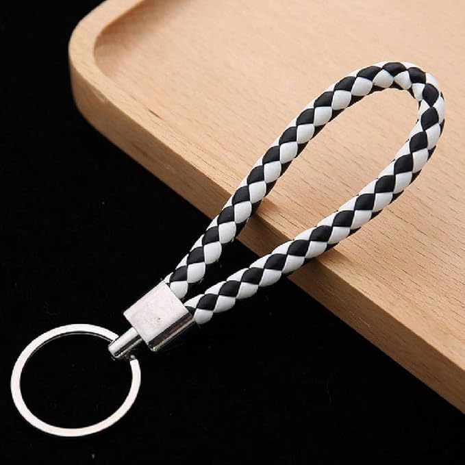 Leather braided rope key chain DIY bag pendant key chain car key chain