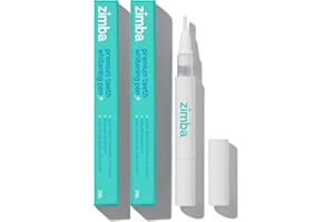 Zimba Travel Teeth Whitening Pen - Effective, Travel-Friendly, and Easy to Use Gel Whitening Pen - Stain Remover and Teeth Whitener for Coffee, Wine, Soda, and Other Stains - 2 mL Per Pen - (2 Pack)