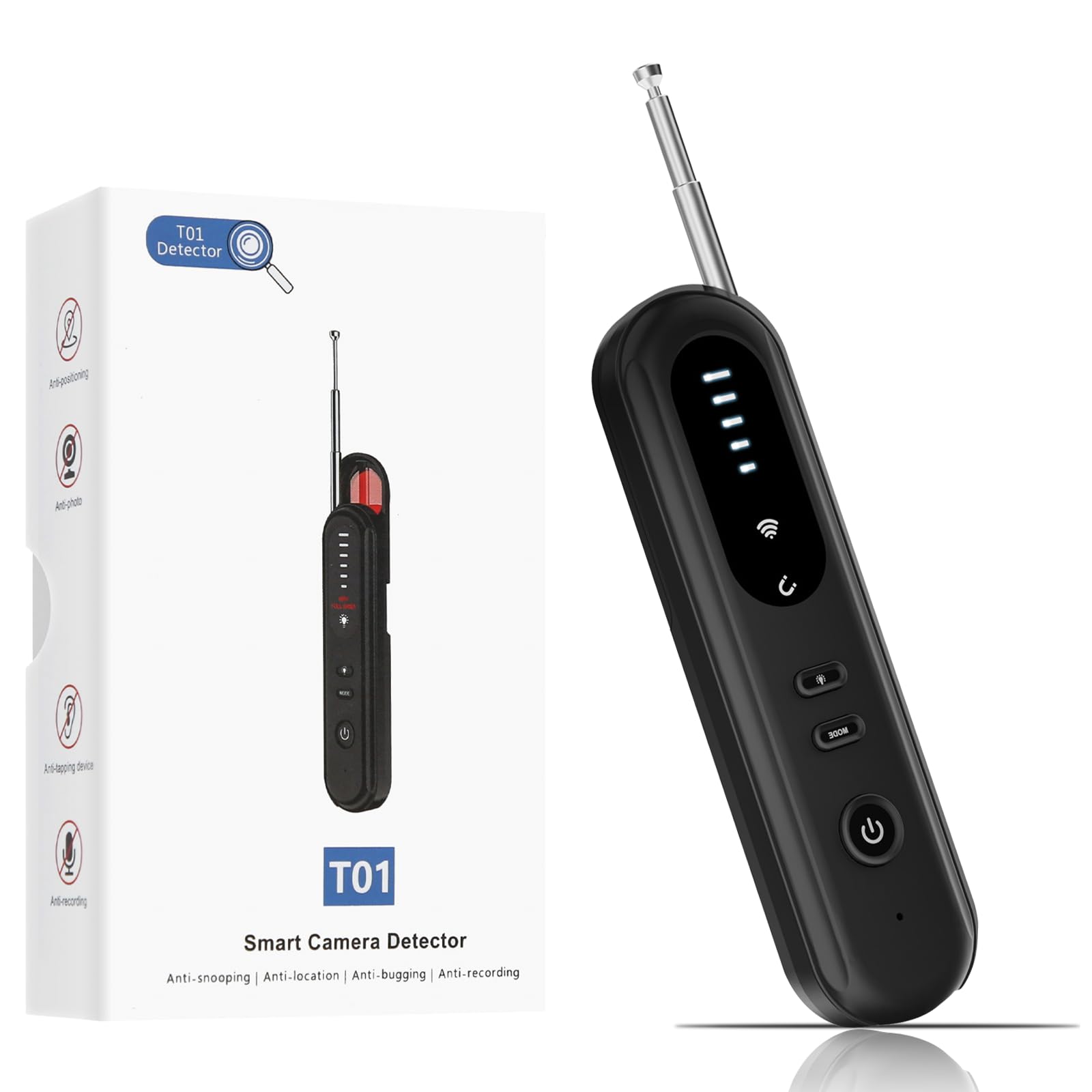 Photo 1 of OneBird Hidden-Camera-detectors-spy-Camera-Detector-mini Anti, Bug Detector, GPS Tracker Finder, Listening Devices Detector,Camera Detector for Travel, to Hotel, Car, Office-Black