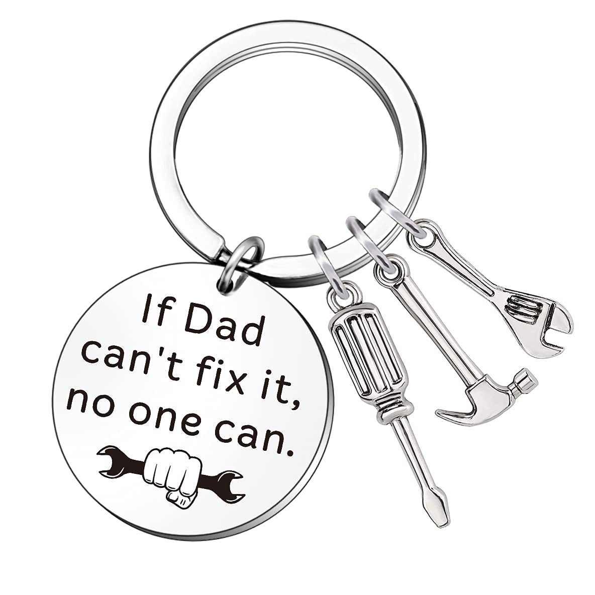 QMVMV If Dad Can't Fix It No One Can Repair Tools Keyring, Screwdriver/Hammer/Spanner Charm Key Chain Ring Gift for Dad