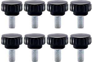 Qimoo 8pcs Metric Male Thread Knurled, M8 x 10mm Black Thumb Screw Clamping Knobs Plastic Grip Threaded Knurled
