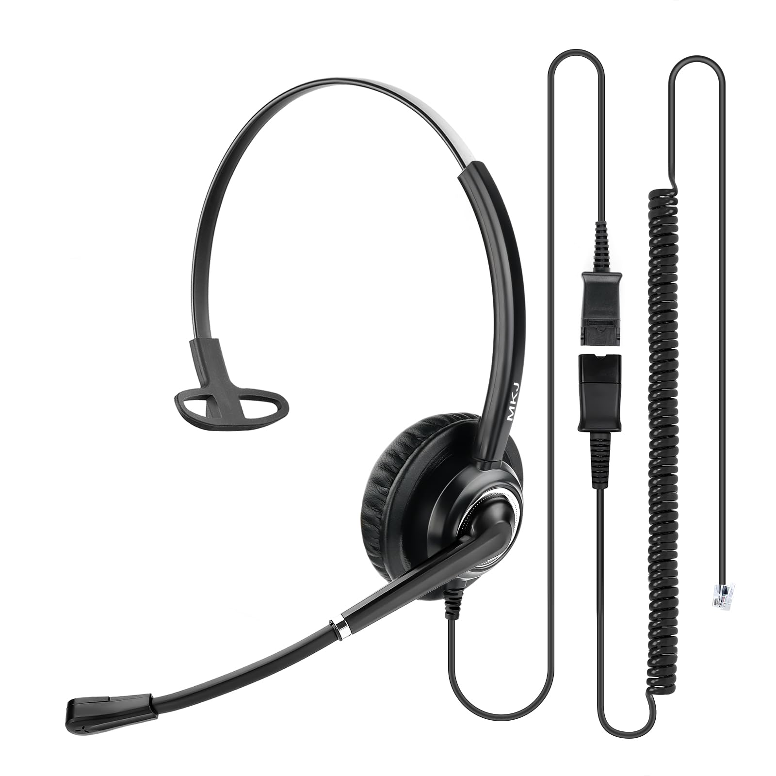 MKJ Call Center Telephone Headset with Microphone Noise Canceling Corded RJ9 Phone Headset for Aastra 6753i Avaya 1408 9508 Polycom Nortel Gigaset Toshiba Fanvil