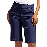 Matty M Women’s Bermuda Shorts - Stretch Casual Knee Length Shorts with Pockets for Summer