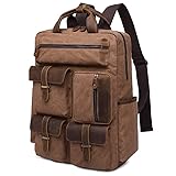 Canvas Leather Laptop Backpack Vintage Multi