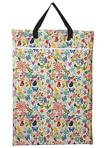 Large Hanging Wet/Dry Cloth Diaper Pail Bag for Reusable Diapers or Laundry (Bloom)