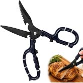 Heavy Duty Kitchen Shears Designed in Japan, Titanium Coated Stainless Steel Kitchen Scissors, Detachable Poultry &amp; Meat Shears with Curved Blades, Multipurpose Cooking Scissors