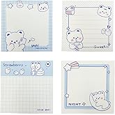 Cute Sticky Notes, 4Pack(320 Sheets) Kawaii Sticky Notes 3.1x3.1in Self-Stick Note Pads Colorful Super Note Pads Unique Cute Bear Patterns Sticky-Note