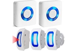 EVERNARY Caregiver Pager Wireless Motion Sensor Alert Room Bed Alarm and Fall Prevention for Elderly Dementia Patients (2 Receiver+3 Monitor Motion)