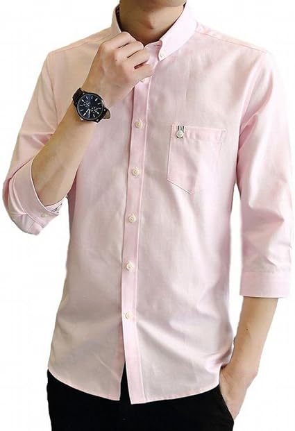 Amazon ヴォンヴァーグ Ventvague カジュアル 七分袖 シャツ ボタンダウン ワイシャツ カットソー トップス メンズ シャツ 通販