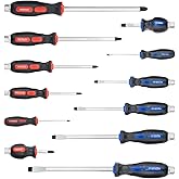 ROTATION Magnetic Screwdriver Set 12 PCS with Black tips, 6 Phillips and 6 Flat Head Screwdrivers, with Go-Thru Steel Blades, High Torque for Fastening and Loosening, pack with paper box