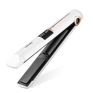 Himaly Mini Haarglätter Haarpflege LCD Display Glätteisen USB-Aufladung Glättbürste Haarbürste Temperatursperrfunktion für Al