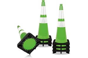 BASRSTRAL Traffic Safety Cone 28 Inches, with Reflex Collars of Parking Lots, Lane Road Traffic Control Construction Driving Safety Cone 6 Pack Green